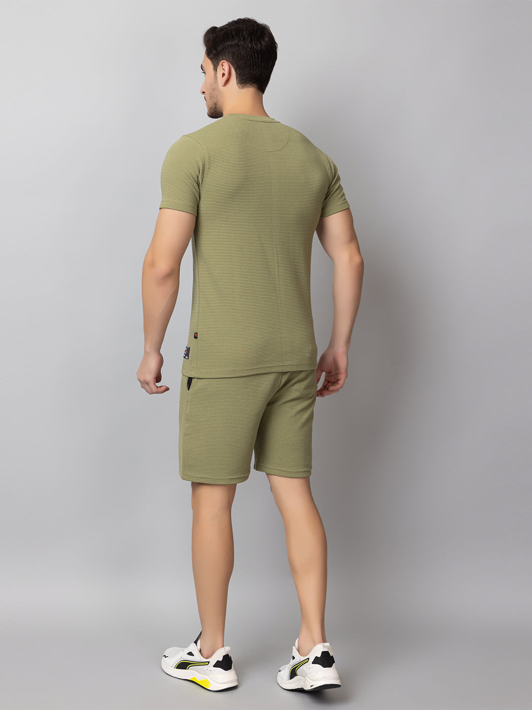 Olive Solid Round Neck Co Ords
