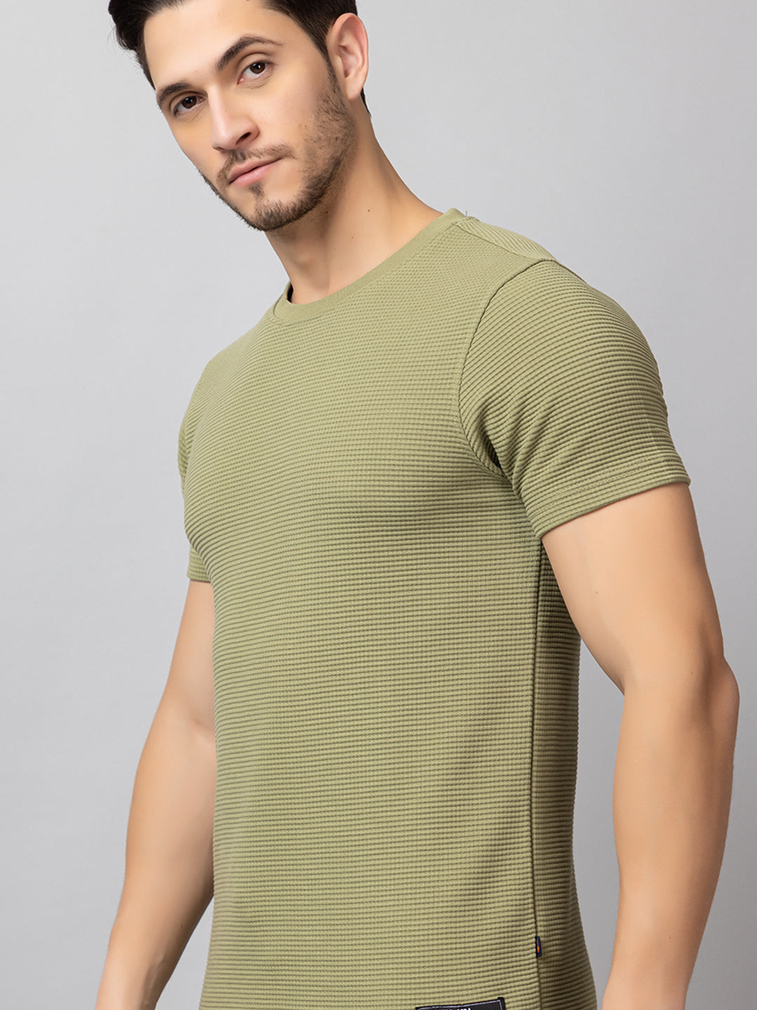 Olive Solid Round Neck Co Ords