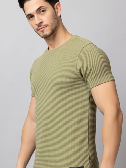 Olive Solid Round Neck Co Ords