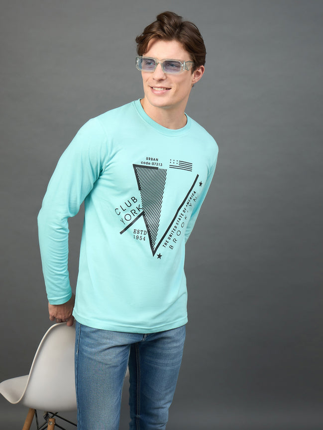 Sky Blue Printed T-Shirt