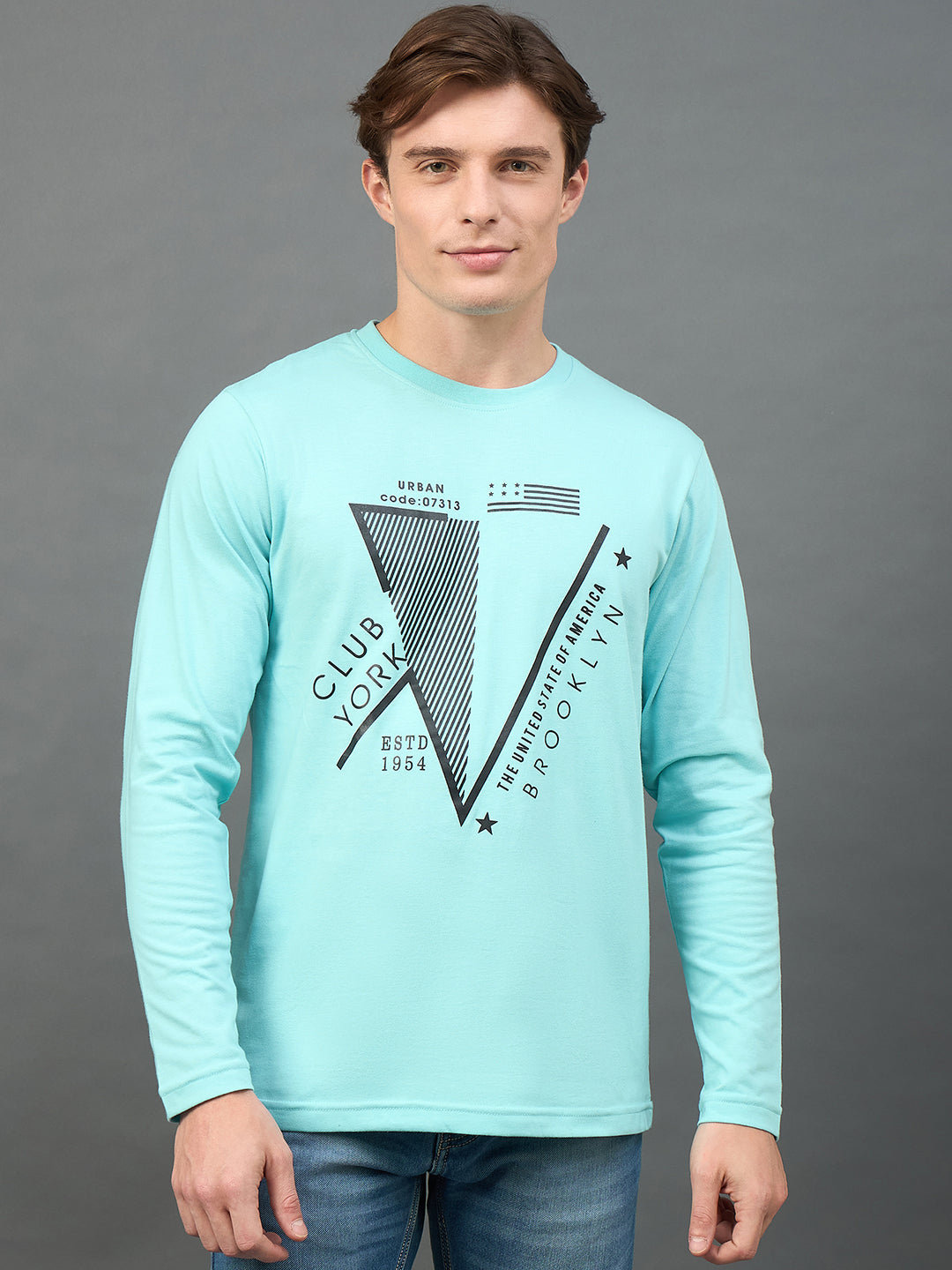 Sky Blue Printed T-Shirt