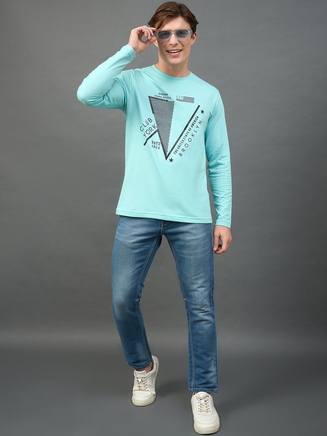 Sky Blue Printed T-Shirt
