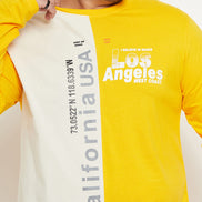 Yellow  Colorblocked  Round Neck Plus Size T-Shirt