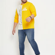 Yellow  Colorblocked  Round Neck Plus Size T-Shirt