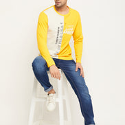 Yellow  Colorblocked  Round Neck T-Shirt