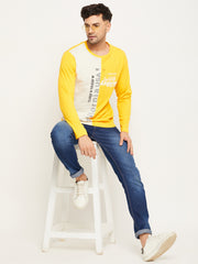 Yellow  Colorblocked  Round Neck T-Shirt