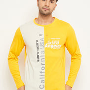 Yellow  Colorblocked  Round Neck T-Shirt