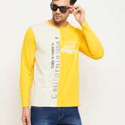 Yellow  Colorblocked  Round Neck T-Shirt