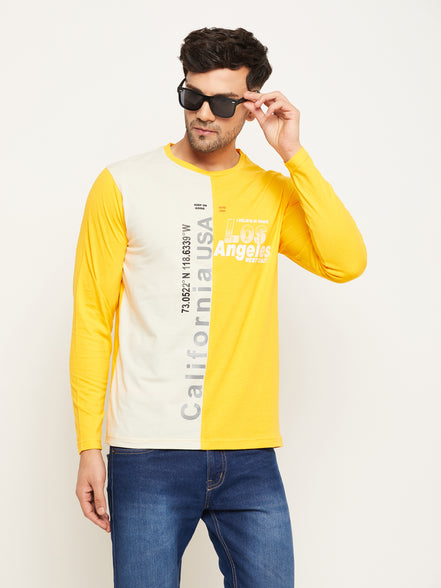 Yellow  Colorblocked  Round Neck T-Shirt