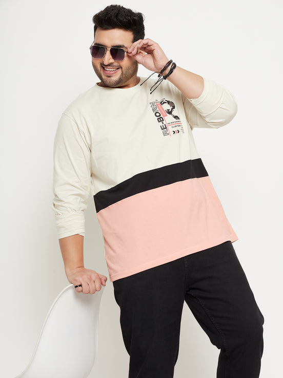 Off White Colorblocked Plus Size T-Shirt
