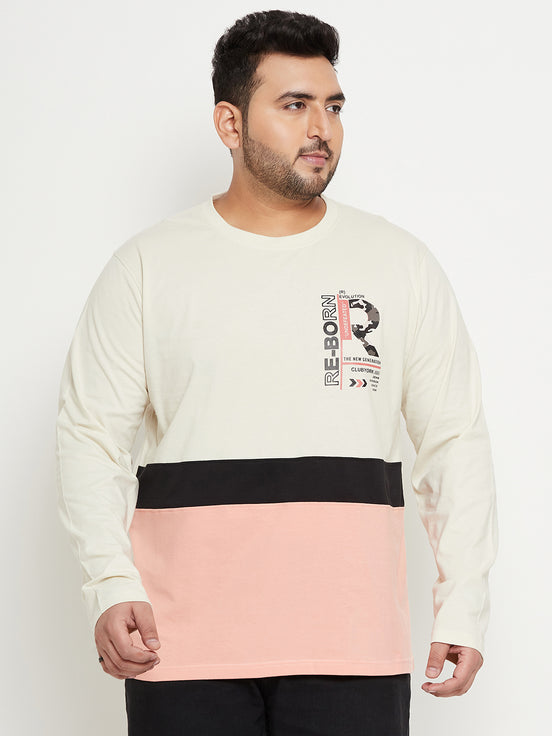 Off White Colorblocked Plus Size T-Shirt