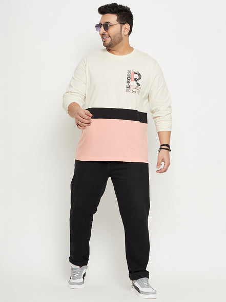 Off White Colorblocked Plus Size T-Shirt