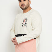 Off White Colorblocked Plus Size T-Shirt