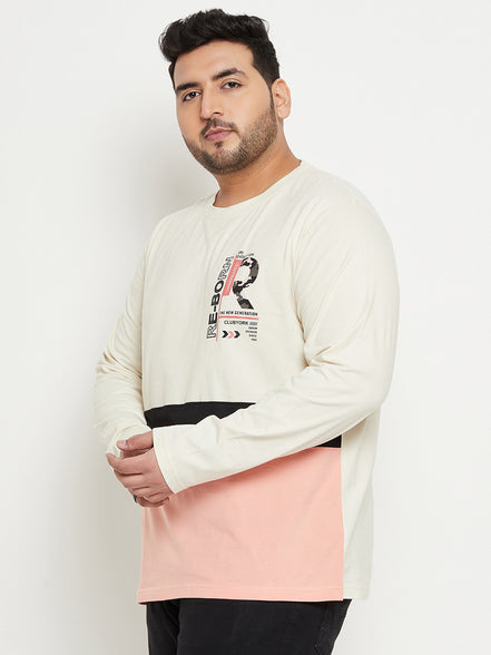 Off White Colorblocked Plus Size T-Shirt