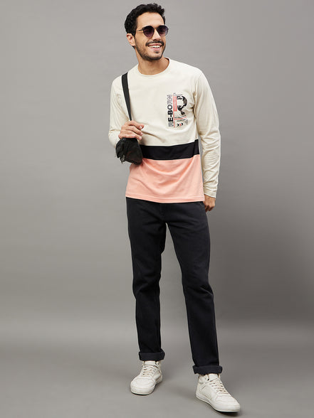 Off White Colorblocked T-Shirt
