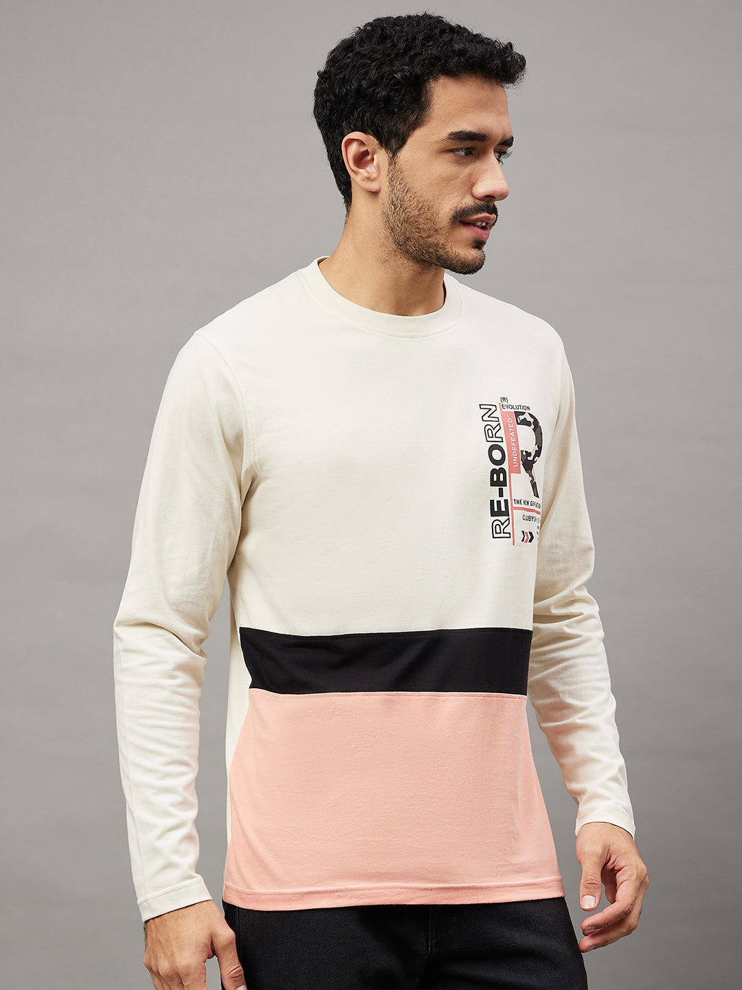 Off White Colorblocked T-Shirt