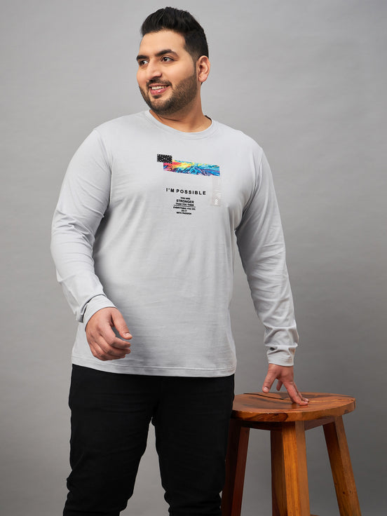 Light Grey Printed Plus active T-Shirt