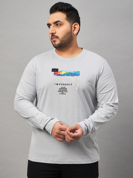 Light Grey Printed Plus active T-Shirt