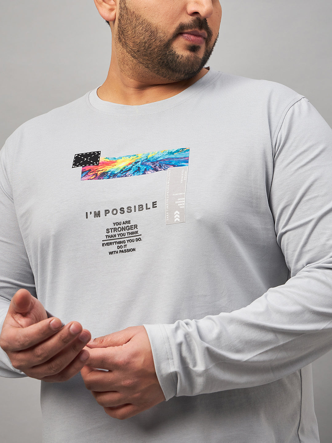 Light Grey Printed Plus active T-Shirt
