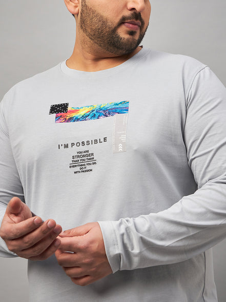 Light Grey Printed Plus active T-Shirt