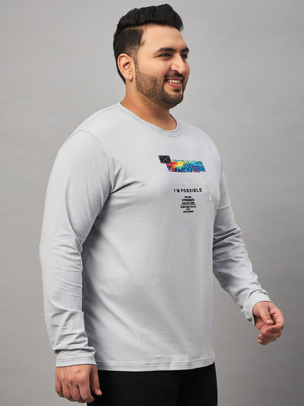 Light Grey Printed Plus active T-Shirt