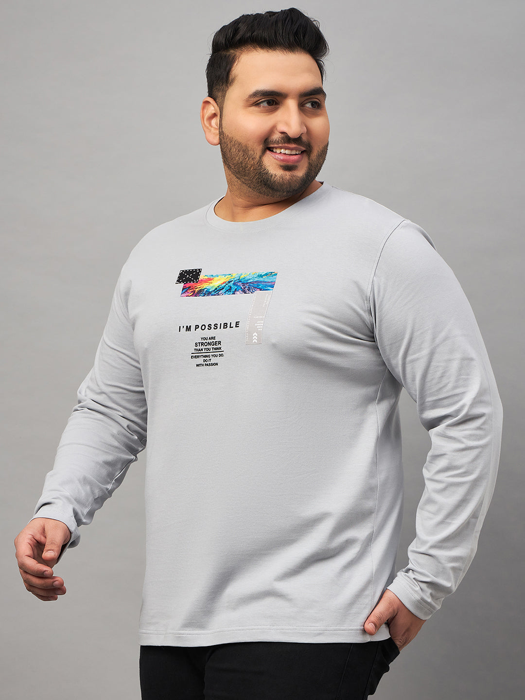 Light Grey Printed Plus active T-Shirt