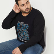Black Printed Plus Size T-Shirt