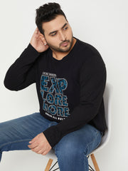 Black Printed Plus Size T-Shirt