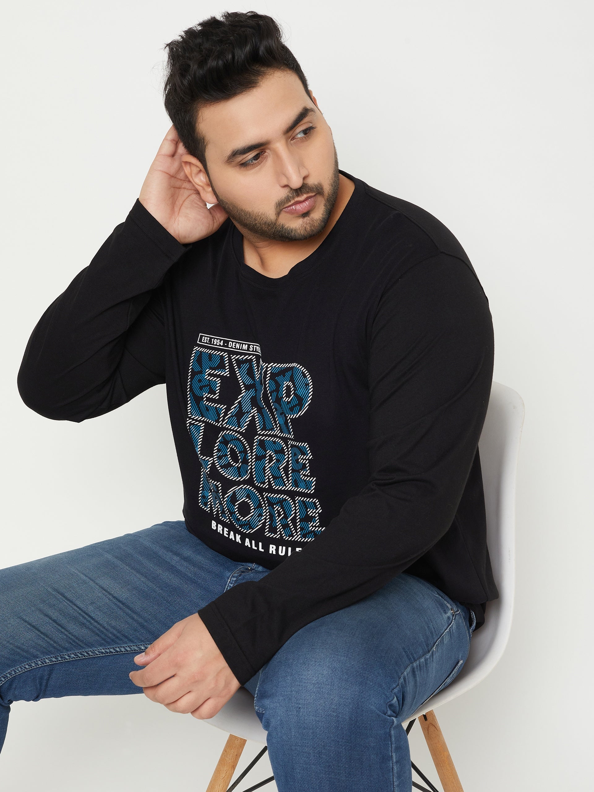 Black Printed Plus Size T-Shirt