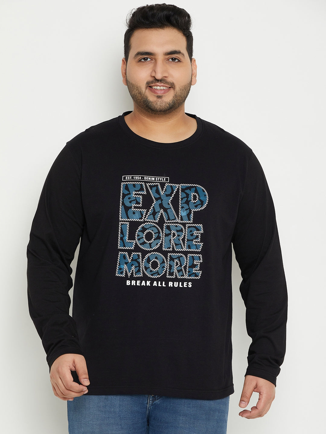 Black Printed Plus Size T-Shirt