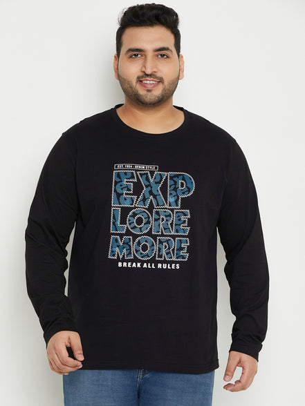 Black Printed Plus Size T-Shirt