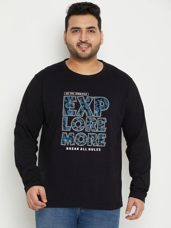 Black Printed Plus Size T-Shirt