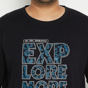 Black Printed Plus Size T-Shirt