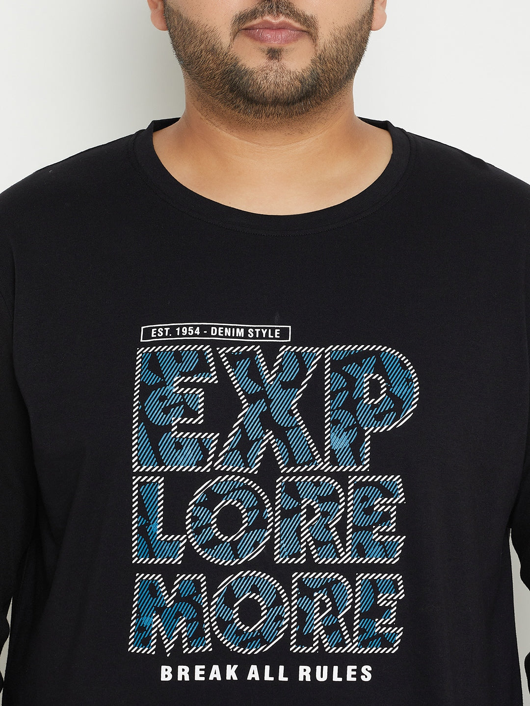 Black Printed Plus Size T-Shirt