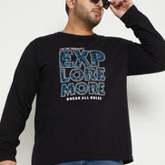 Black Printed Plus Size T-Shirt