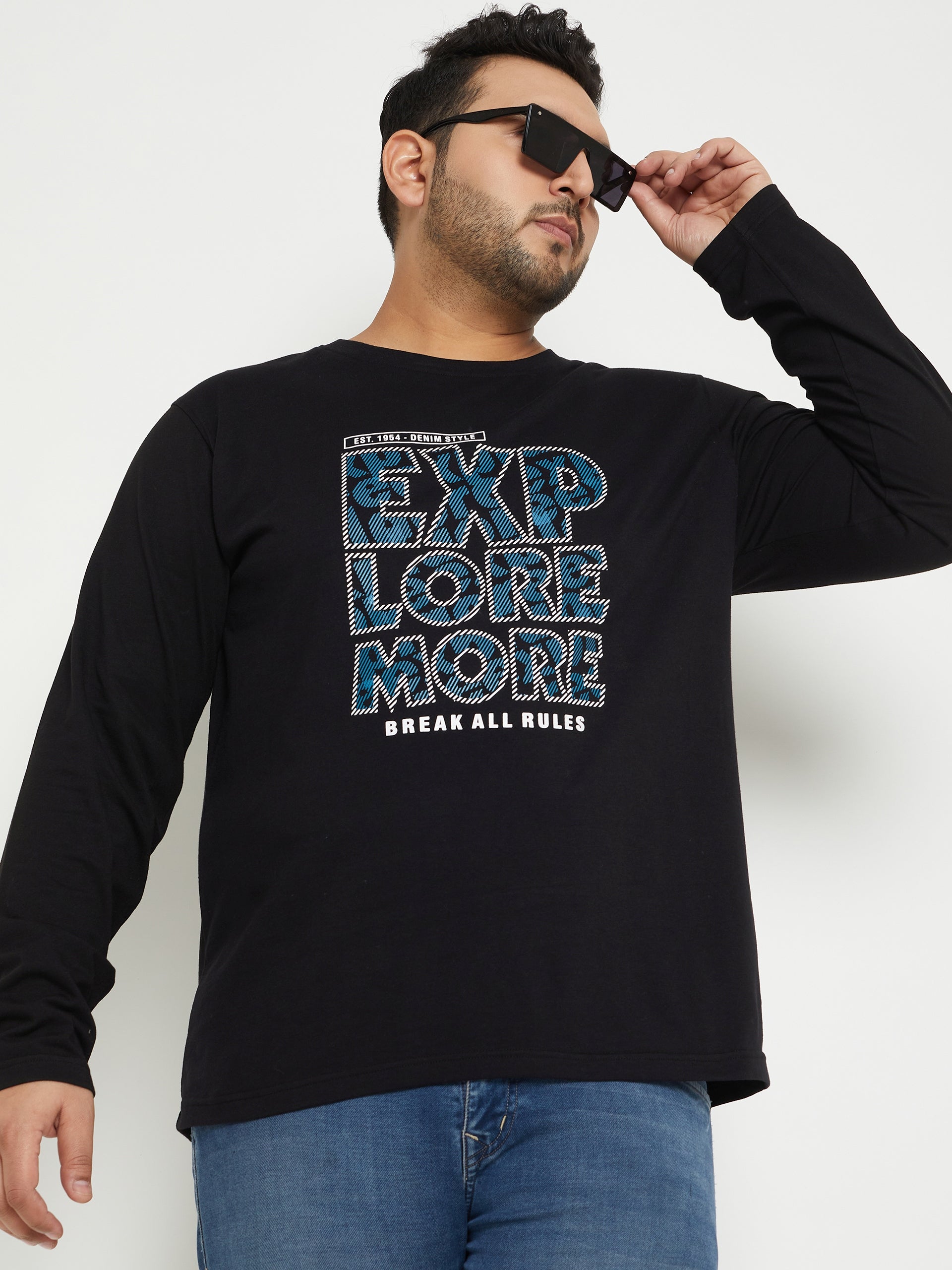 Black Printed Plus Size T-Shirt