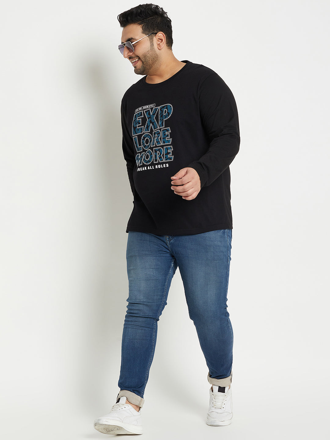 Black Printed Plus Size T-Shirt