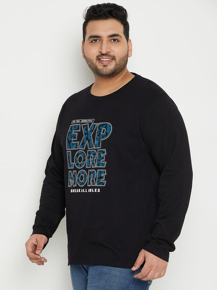 Black Printed Plus Size T-Shirt