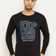 Black Printed  Round Neck T-Shirt