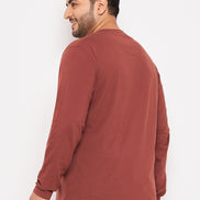 Brown Printed Plus Size T-Shirt
