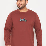 Brown Printed Plus Size T-Shirt