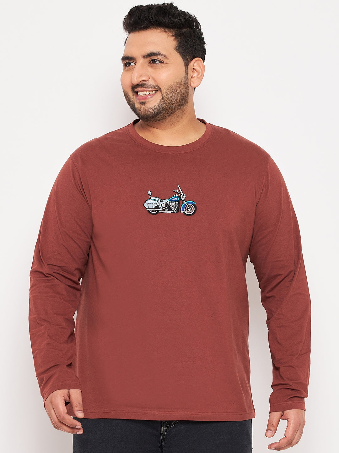 Brown Printed Plus Size T-Shirt
