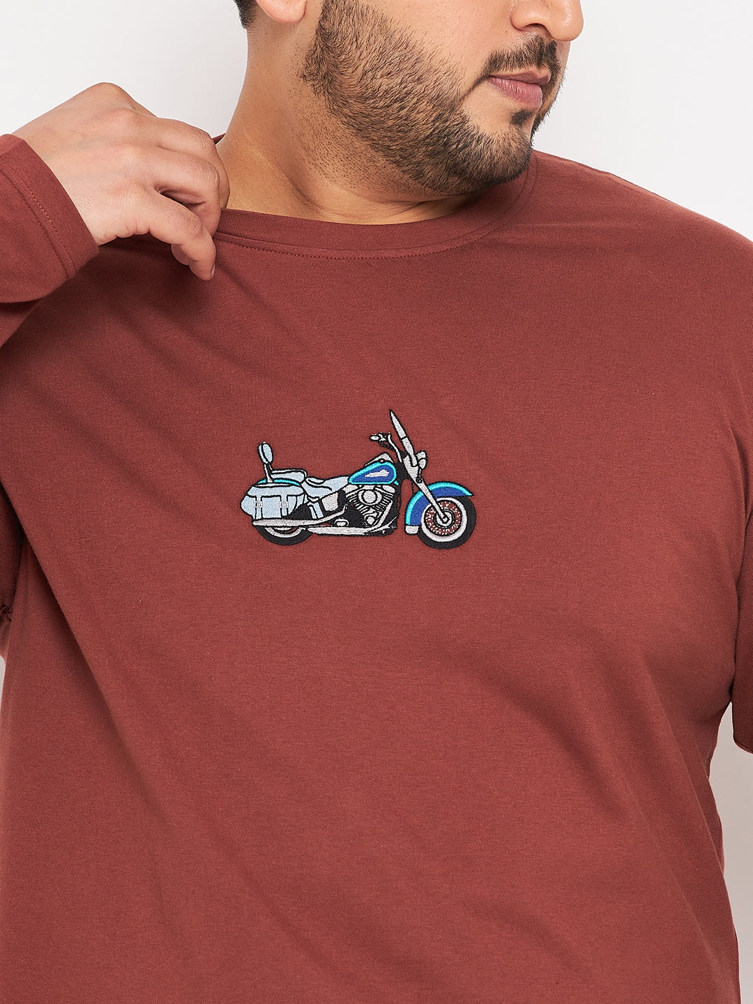 Brown Printed Plus Size T-Shirt