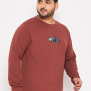 Brown Printed Plus Size T-Shirt
