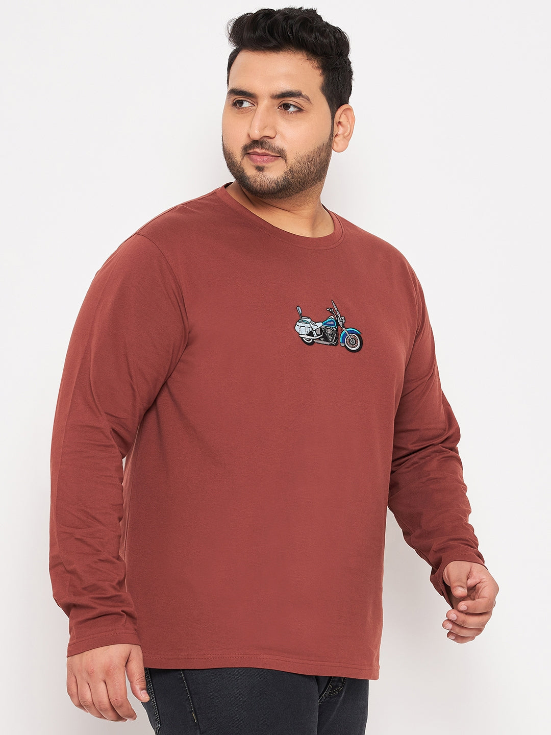 Brown Printed Plus Size T-Shirt