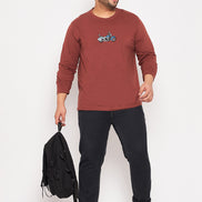 Brown Printed Plus Size T-Shirt