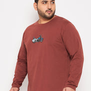 Brown Printed Plus Size T-Shirt