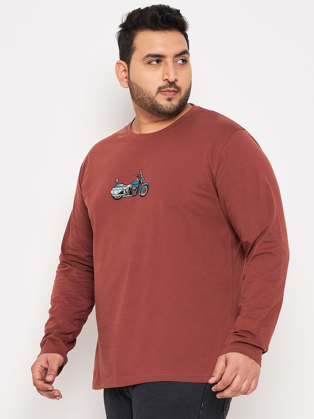 Brown Printed Plus Size T-Shirt