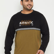 Black Colorblocked  Round Neck Plus Size T-Shirt