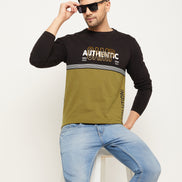 Black Colorblocked  Round Neck T-Shirt